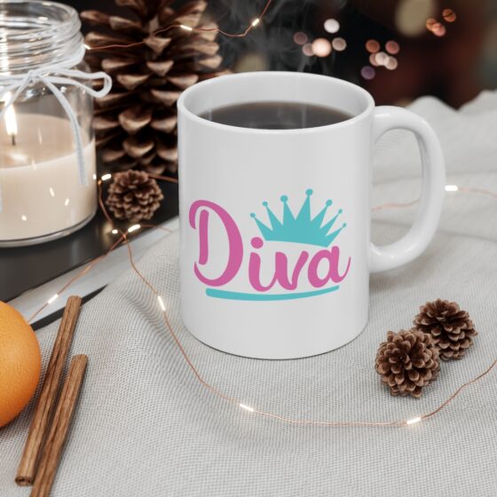 "Diva" - Funny Double Sided Print - White Ceramic Mug 11oz - Image 4