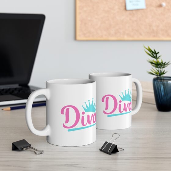 "Diva" - Funny Double Sided Print - White Ceramic Mug 11oz - Image 5