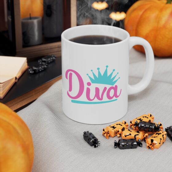 "Diva" - Funny Double Sided Print - White Ceramic Mug 11oz - Image 7