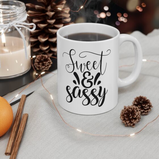 "Sweet & Sassy" - Funny Double Sided Print - White Ceramic Mug 11oz - Image 4