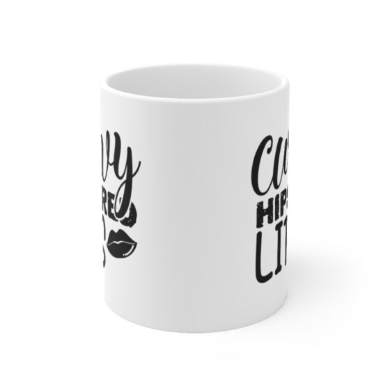 "Curvy Hips Red Lips" - Funny Double Sided Print - White Ceramic Mug 11oz - Image 2