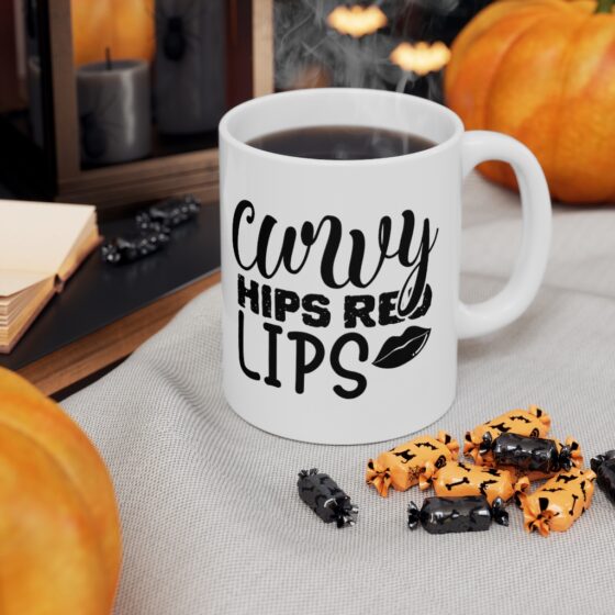 "Curvy Hips Red Lips" - Funny Double Sided Print - White Ceramic Mug 11oz - Image 7
