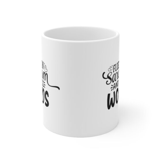 "Fluent in Sarcasm and Cuss Words" - Funny Double Sided Print - White Ceramic Mug 11oz - Image 2