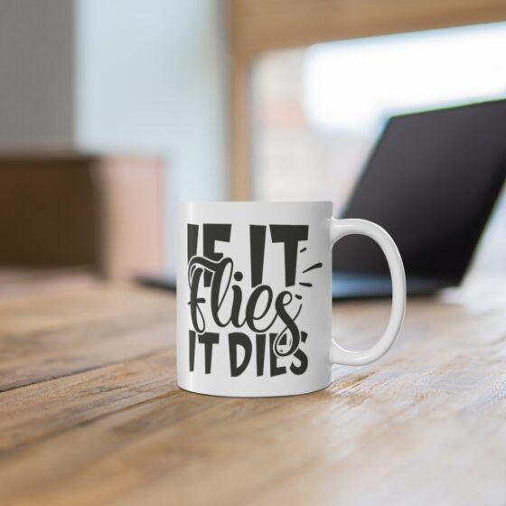 "If It Flies It Dies" - Funny Double Sided Print - White Ceramic Mug 11oz - Image 6