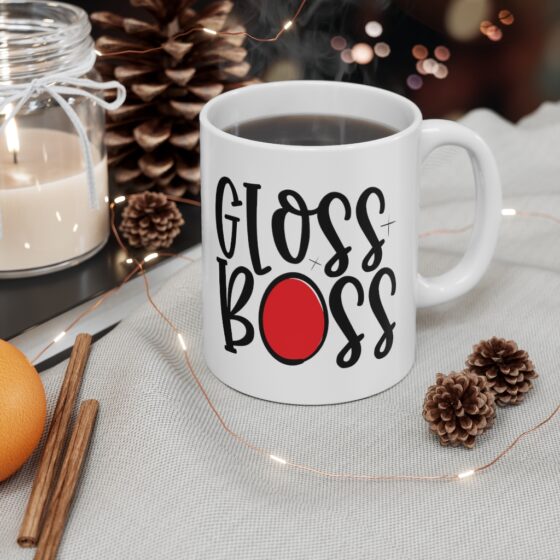 "Gloss Boss" - Funny Double Sided Print - White Ceramic Mug 11oz - Image 4