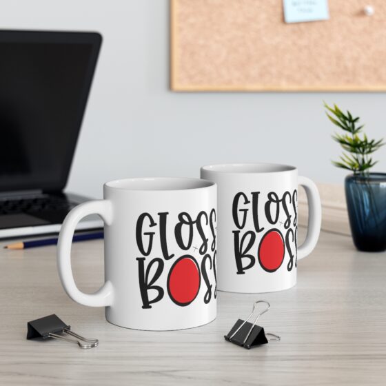 "Gloss Boss" - Funny Double Sided Print - White Ceramic Mug 11oz - Image 5