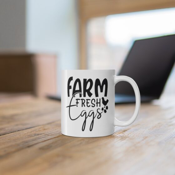 "Farm Fresh Eggs" - Funny Double Sided Print - White Ceramic Mug 11oz - Image 6