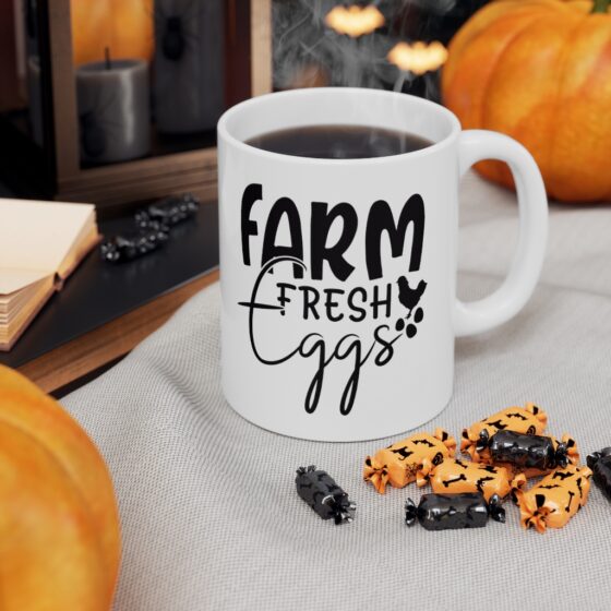 "Farm Fresh Eggs" - Funny Double Sided Print - White Ceramic Mug 11oz - Image 7