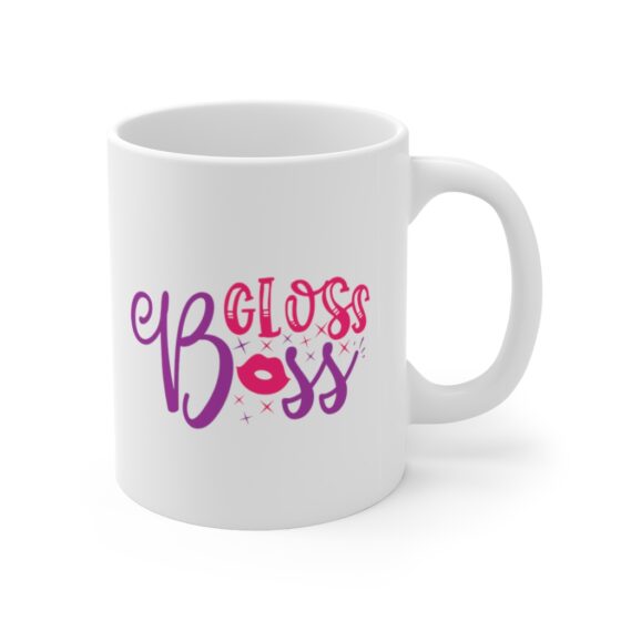 "Gloss Boss" - Funny Double Sided Print - White Ceramic Mug 11oz - Image 3