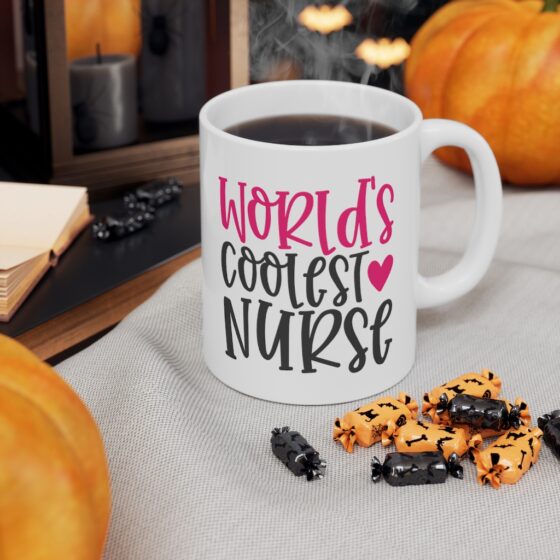 "World's Coolest Nurse" - Funny Double Sided Print - White Ceramic Mug 11oz - Image 7