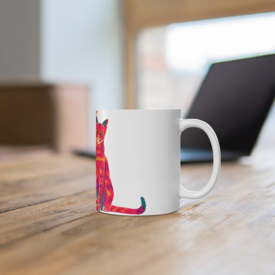 Stylish Cat  - Wrap Around Design - White Ceramic Mug 11oz - Image 6