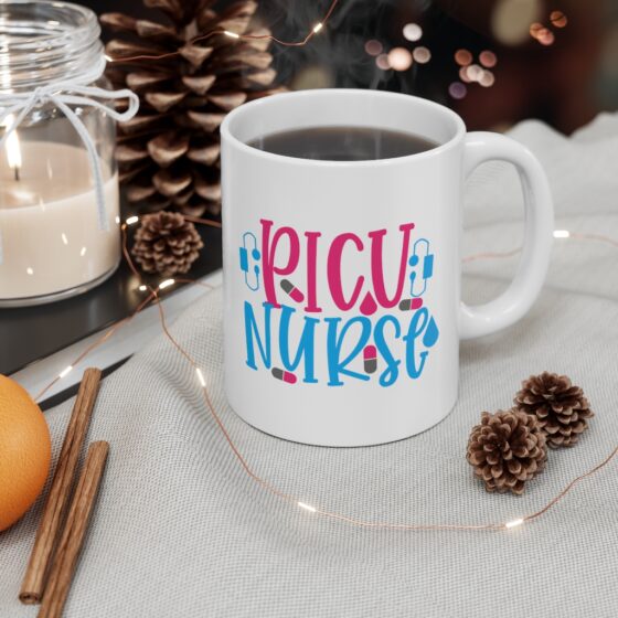 "PICU Nurse" - Funny Double Sided Print - White Ceramic Mug 11oz - Image 4
