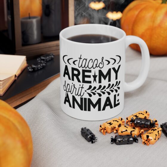 "Tacos are My Spirit Animal" - Funny Double Sided Print - White Ceramic Mug 11oz - Image 7