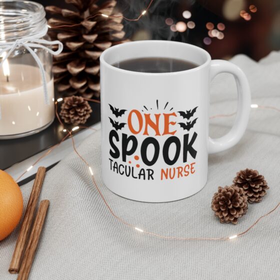 "One SpookTacular Nurse" - Funny Double Sided Print - White Ceramic Mug 11oz - Image 4