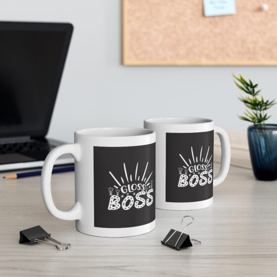 "Gloss Boss" - Funny Double Sided Print - White Ceramic Mug 11oz - Image 5