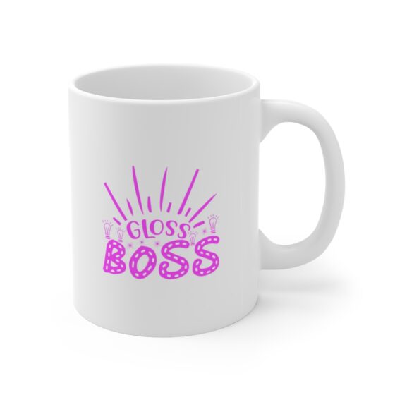 "Gloss Boss" - Funny Double Sided Print - White Ceramic Mug 11oz - Image 3