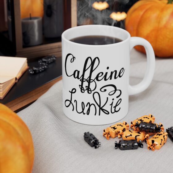 "Caffeine Junkie" - Funny Double Sided Print - White Ceramic Mug 11oz - Image 7