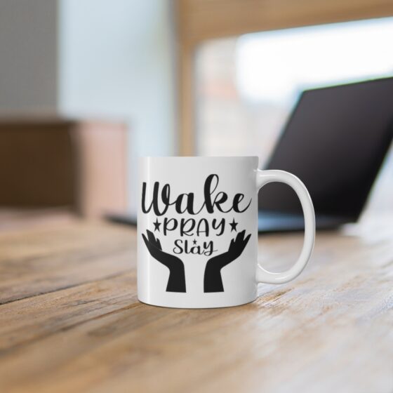 "Wake Pray Slay" - Funny Double Sided Print - White Ceramic Mug 11oz - Image 6
