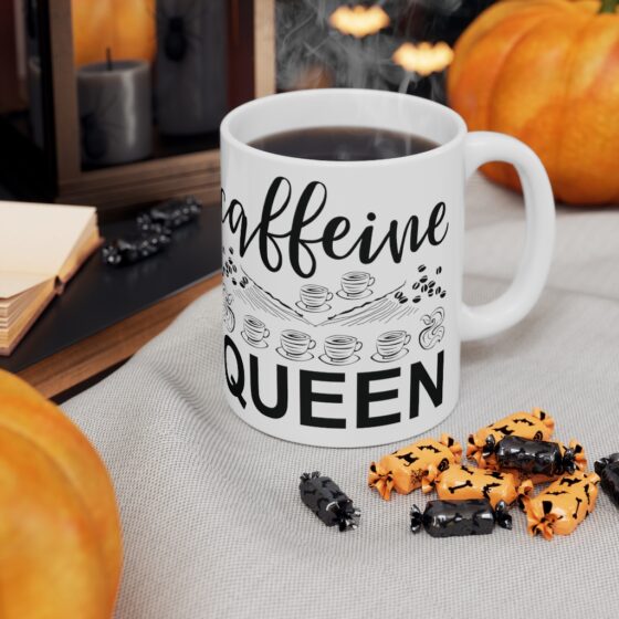 "Caffeine Queen" - Funny Double Sided Print - White Ceramic Mug 11oz - Image 7