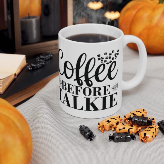 "Coffee Before Talkie" - Funny Double Sided Print - White Ceramic Mug 11oz - Image 7