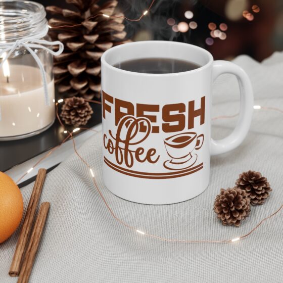 "Fresh Coffee" - Funny Double Sided Print - White Ceramic Mug 11oz - Image 4