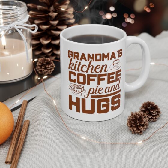 "Grandma's Kitchen Coffee Pie and Hugs" - Funny Double Sided Print - White Ceramic Mug 11oz - Image 4