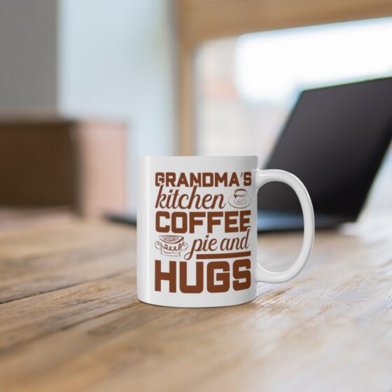 "Grandma's Kitchen Coffee Pie and Hugs" - Funny Double Sided Print - White Ceramic Mug 11oz - Image 6