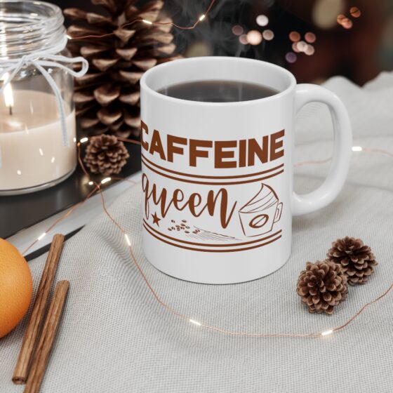 "Caffeine Queen" - Funny Double Sided Print - White Ceramic Mug 11oz - Image 4