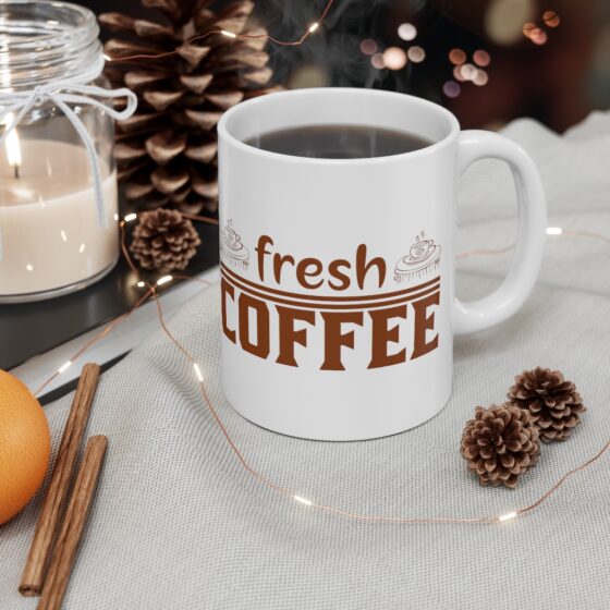 "Fresh Coffee" - Funny Double Sided Print - White Ceramic Mug 11oz - Image 4