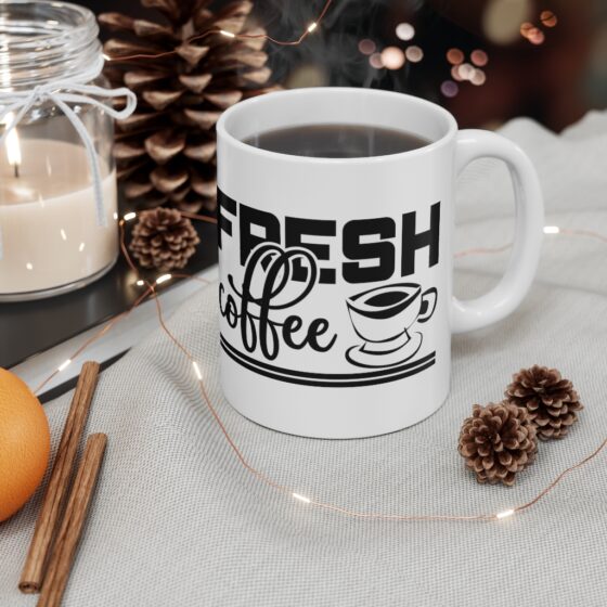 "Fresh Coffee" - Funny Double Sided Print - White Ceramic Mug 11oz - Image 4