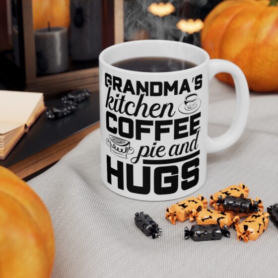 "Grandma's Kitchen Coffee Pie and Hugs" - Funny Double Sided Print - White Ceramic Mug 11oz - Image 7