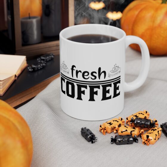 "Fresh Coffee" - Funny Double Sided Print - White Ceramic Mug 11oz - Image 7