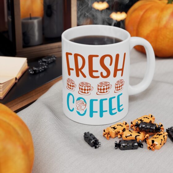 "Fresh Coffee" - Funny Double Sided Print - White Ceramic Mug 11oz - Image 7