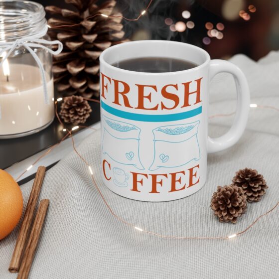 "Fresh Coffee" - Funny Double Sided Print - White Ceramic Mug 11oz - Image 4