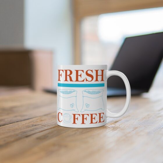 "Fresh Coffee" - Funny Double Sided Print - White Ceramic Mug 11oz - Image 6