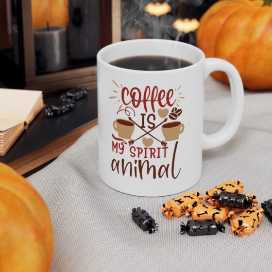 "Coffee is my Spirit Animal" - Funny Double Sided Print - White Ceramic Mug 11oz - Image 7