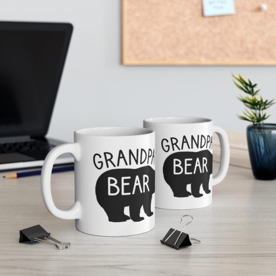 "Grandpa Bear" - Funny Double Sided Print - White Ceramic Mug 11oz - Image 5