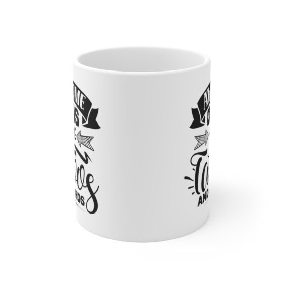 "Awesome Dads have Tattoos and Beards" - Funny Double Sided Print - White Ceramic Mug 11oz - Image 2