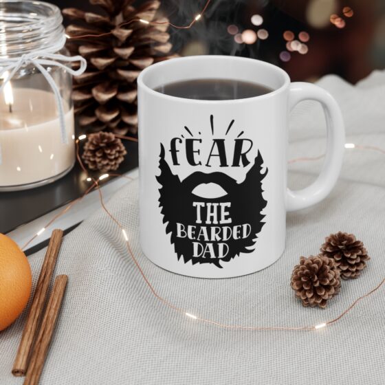 "Fear the Bearded Dad" - Funny Double Sided Print - White Ceramic Mug 11oz - Image 4