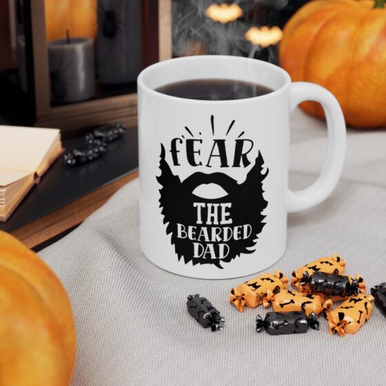 "Fear the Bearded Dad" - Funny Double Sided Print - White Ceramic Mug 11oz - Image 7