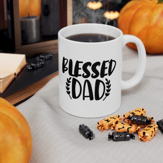 "Blessed Dad" - Funny Double Sided Print - White Ceramic Mug 11oz - Image 7