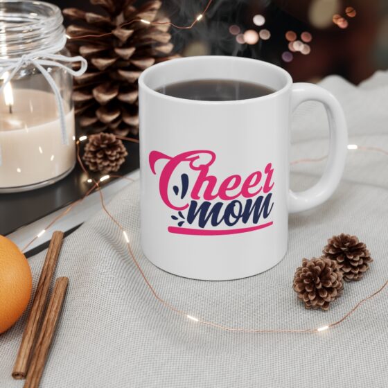 "Cheer Mom" - Funny Double Sided Print - White Ceramic Mug 11oz - Image 4