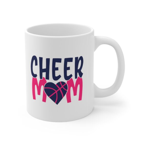 "Cheer Mom" - Funny Double Sided Print - White Ceramic Mug 11oz - Image 3