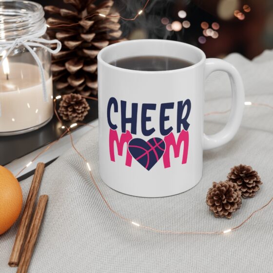 "Cheer Mom" - Funny Double Sided Print - White Ceramic Mug 11oz - Image 4
