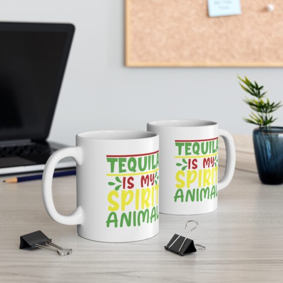 "Tequila is my Spirit Animal" - Funny Double Sided Print - White Ceramic Mug 11oz - Image 5
