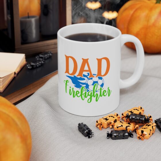 "Dad Firefighter" - Funny Double Sided Print - White Ceramic Mug 11oz - Image 7