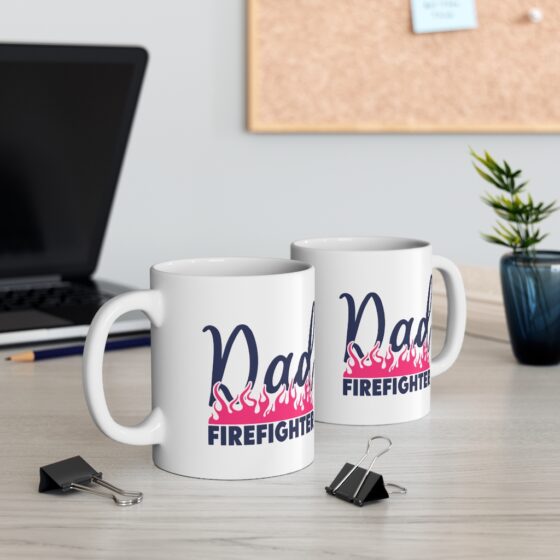 "Dad Firefighter" - Funny Double Sided Print - White Ceramic Mug 11oz - Image 5