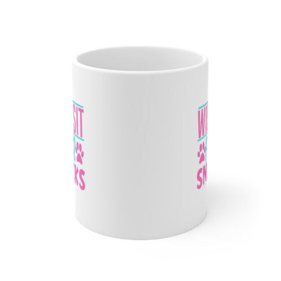 "Will Sit for Snacks" - Funny Double Sided Print - White Ceramic Mug 11oz - Image 2