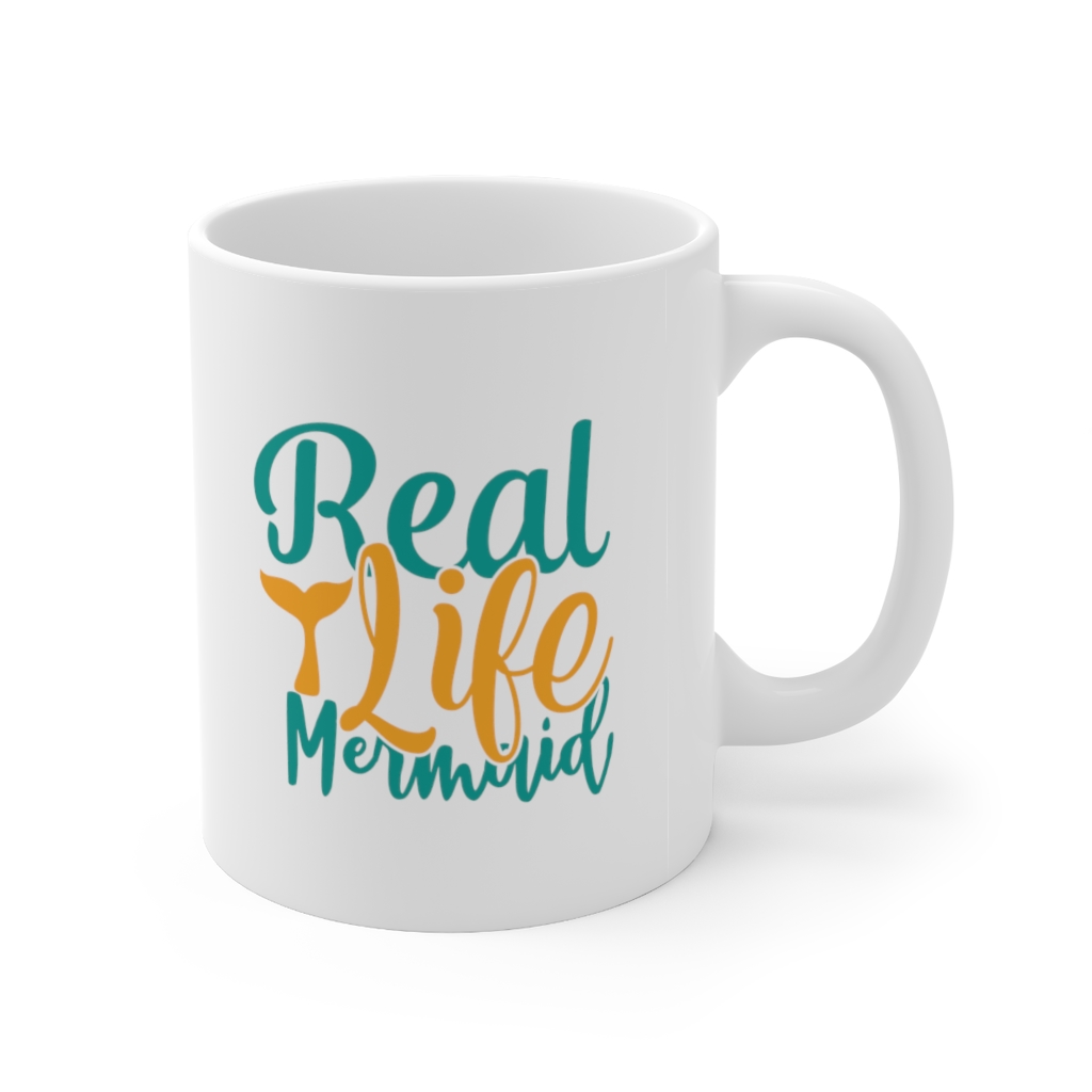 "Real Life Mermaid" - Funny Double Sided Print - White Ceramic Mug 11oz - Image 3
