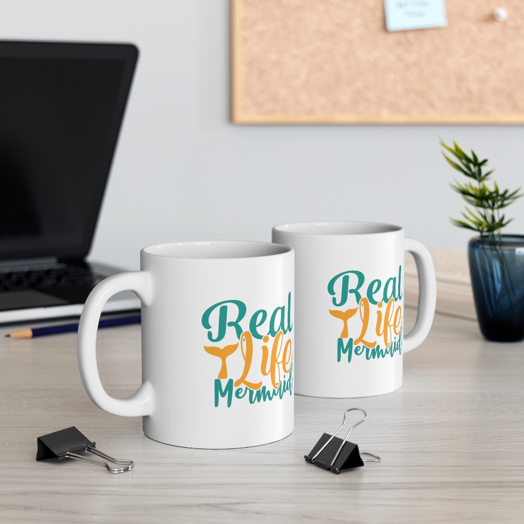 "Real Life Mermaid" - Funny Double Sided Print - White Ceramic Mug 11oz - Image 5
